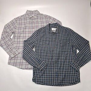 Goodfellow & Co Navy Blue And Grey Flannel Casual Button Down Long Sleeve Shirts